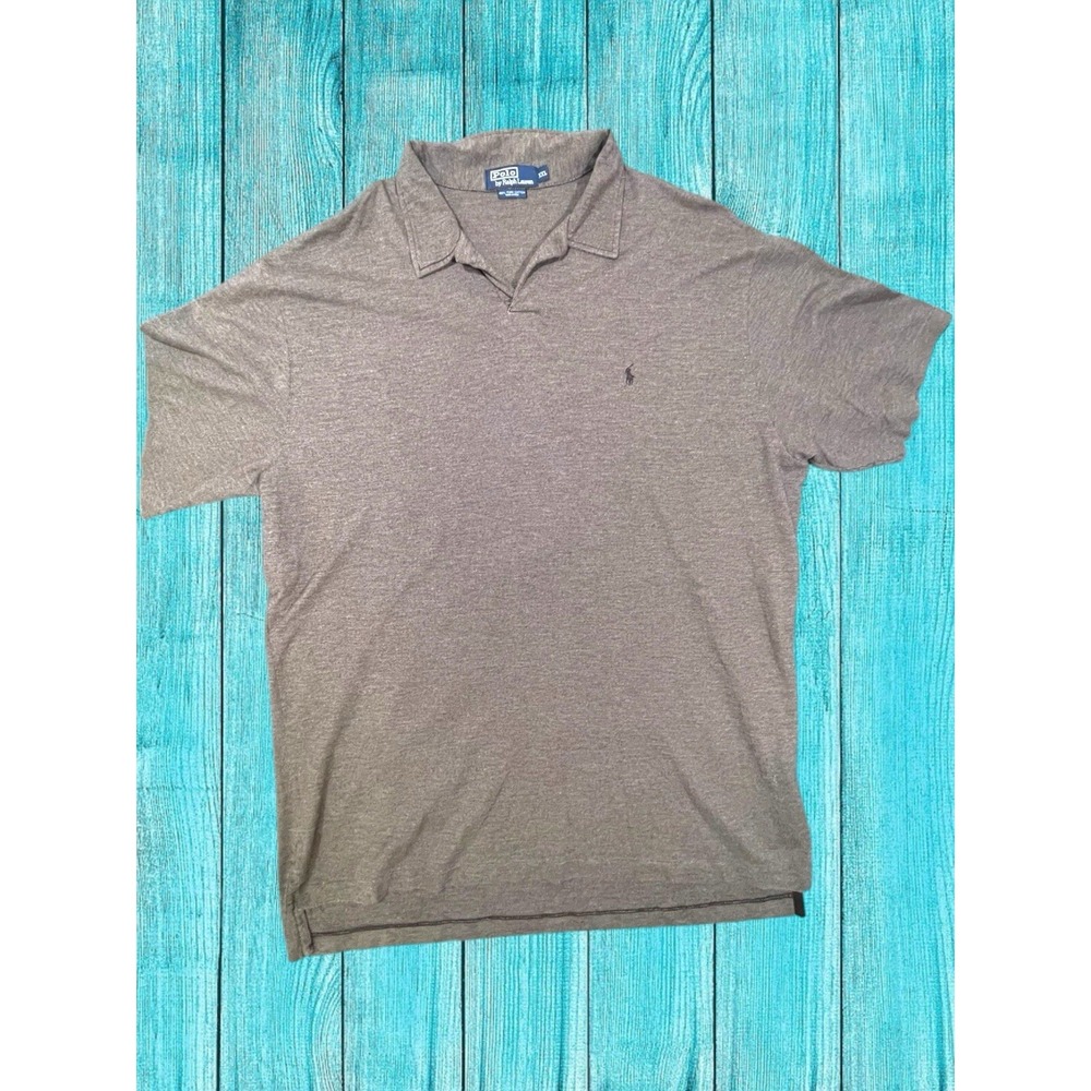 Polo Ralph Lauren 100% Pima Cotton Polo Shirt Brown Single Stitch XXL No Buttons
